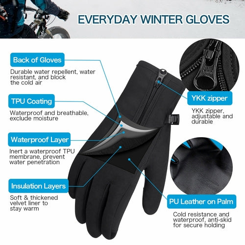 Winter Gloves, Cycling Gloves with Touch Screen Function